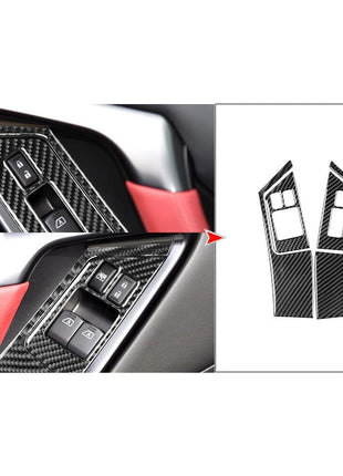 4pcs Carbon Fiber Window Lift Control Panel Trim For Nissan Gt-r R35 2008-2016