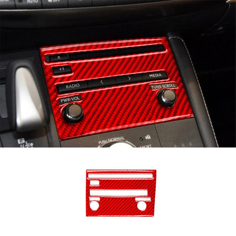 Red Carbon Fiber Center Console CD Panel Cover Trim For Lexus CT200h 2011-2017