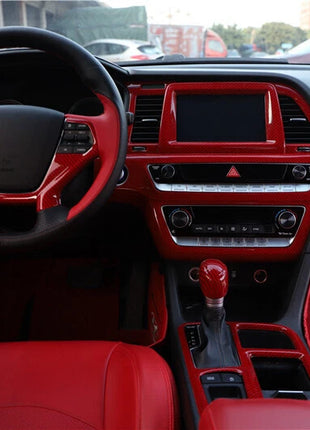 For Hyundai Sonata 18-19 Red Carbon Fiber Console Cigarette Lighter Storage Box