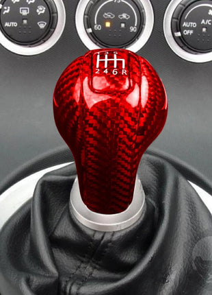 4Pcs Red Carbon Fiber Manual Gear Shift Knob Cover Set For Nissan 350Z Z33 03-09