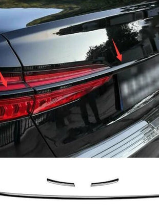 For Audi A6 C8 2019-23 Black Titanium Rear Door Trunk Cover & Tail Light Trim 3x