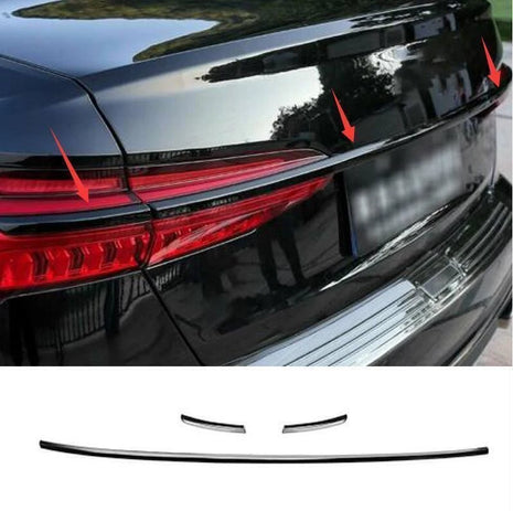 For Audi A6 C8 2019-23 Black Titanium Rear Door Trunk Cover & Tail Light Trim 3x