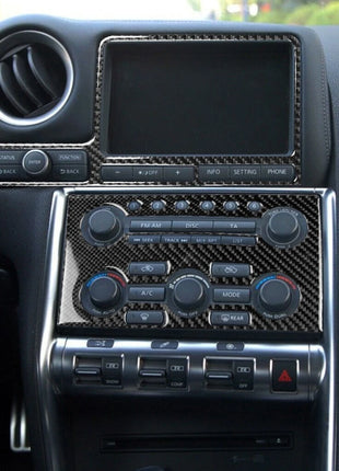 2pcs Carbon Fiber Dashboard Navigation Panel Cover Trim For Nissan Gt-r R35
