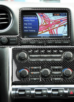 2pcs Carbon Fiber Dashboard Navigation Panel Cover Trim For Nissan Gt-r R35