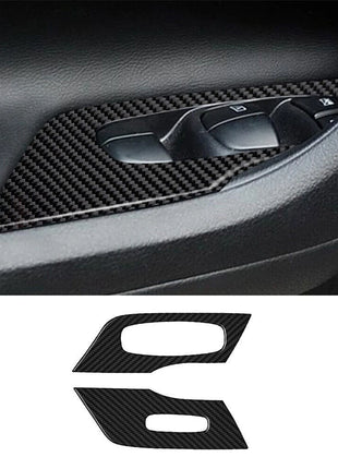 2x Carbon Fiber Front Door Window Lift Cover Trim For Nissan Altima 2013-2015