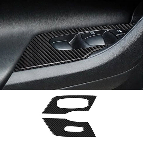 2x Carbon Fiber Front Door Window Lift Cover Trim For Nissan Altima 2013-2015