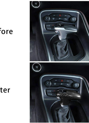 Carbon Fiber Gear Shift Knob Decor Cover Trim for Dodge Challenger/Charger 2015+