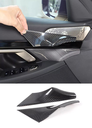 Real Carbon Fiber Interior Door Handle Panel Trim Cover For BMW 5 Series 2024