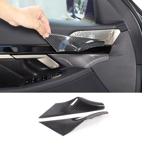 Real Carbon Fiber Interior Door Handle Panel Trim Cover For BMW 5 Series 2024