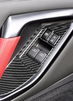 4pcs Carbon Fiber Window Lift Control Panel Trim For Nissan Gt-r R35 2008-2016