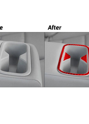 Red Carbon Fiber Rear Cup Holder Frame Cover Trim For Nissan Altima 2019-2022
