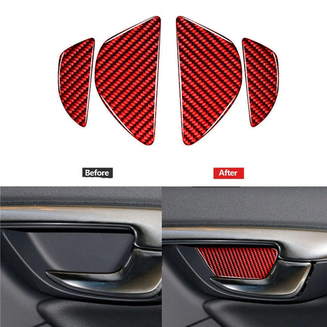Red Carbon Fiber Inner Door Dowl's Decorative Cover Trim For Volvo V60 2010-2017