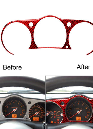 Red Carbon Fiber Inner Instrument Cluster Cover Trim For Nissan 350Z 2006-2009