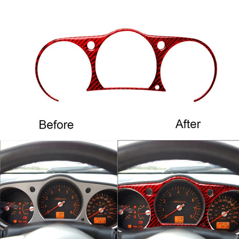 Red Carbon Fiber Inner Instrument Cluster Cover Trim For Nissan 350Z 2006-2009