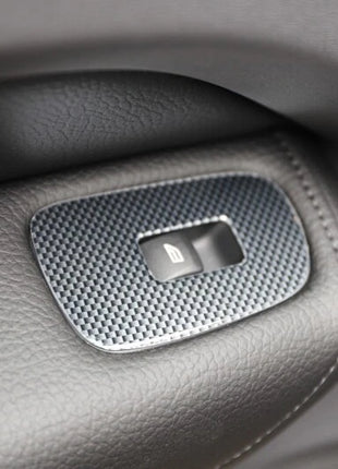 Car Door Window Lift Switch Cover Trim 4pcs Fit For Volvo Xc60 2018 Carbon Fiber