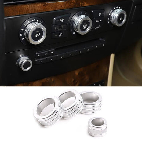 Silver Alloy Air Conditioner Switch Knob Ring Cover For Bmw 5 Series E60 2004-10