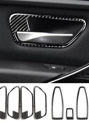 Carbon Fiber Door Handle Bowl Window Lift Trim For Bmw 3 4 Series F30 Gt 2013-19