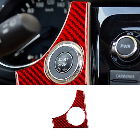 Red Carbon Fiber Ignition Switch Frame Trim Cover For Nissan Rogue 2014-2016