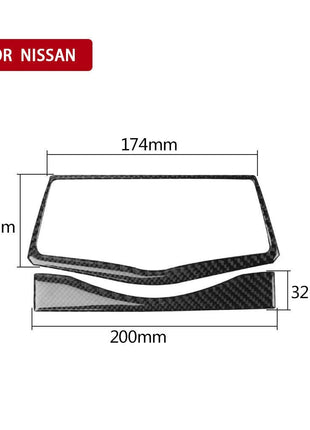 1 Set For Nissan 370z 2009-2020 Carbon Fiber Navigation Decoration Cover Trim