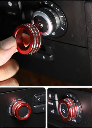 red Alloy Air Conditioner Switch Knob Ring Trim For Bmw 5 Series E60 2004-2010