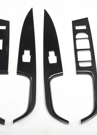 Door Window Lift Switch Cover Trim 4pcs Fit For Volvo S80 2009-2015 Carbon Fiber