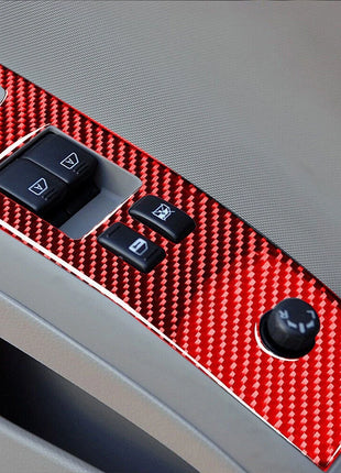 Red Carbon Fiber Window Switch Panel Trim Cover Sticker For Nissan 350Z 2006-09