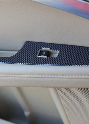 Door Window Lift Switch Cover Trim 4pcs Fit For Volvo S80 2009-2015 Carbon Fiber