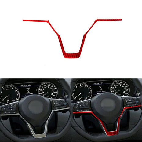Red Carbon Fiber Interior Steering Wheel Cover Trim For Nissan Altima 2019-2022