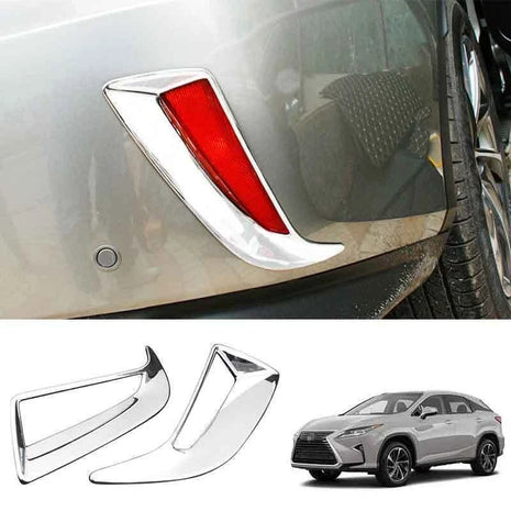 2P Chrome Exterior Rear Fog Light Lamp Frame Trim Fit For Lexus RX350 450h 16-19