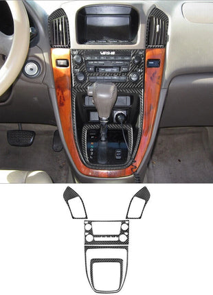 5Pcs Carbon Fiber Interior Central Console Cover Trim For Lexus RX300 Type A