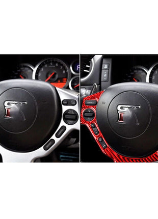 Red Carbon Fiber Steering Wheel Button Frame Trim For Nissan GT-R R35 2008-2016