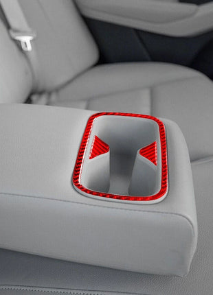 Red Carbon Fiber Rear Cup Holder Frame Cover Trim For Nissan Altima 2019-2022