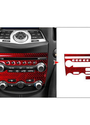 Red Cd Radio A/c Button Frame Cover Trim Carbon Fiber For Nissan 370z 2009-2020