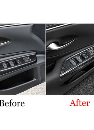 For Lexus ES250 300h 350 2019-22 Carbon Fiber Style Window Lock Lift Panel Trim
