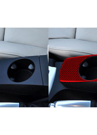 Red Carbon Fiber Center Console Water Cup Holder Trim Fit For Bmw X3 E83 2004-10