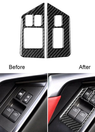 2pcs Carbon Fiber Window Switch Panel Cover Trim For Nissan Gt-r R35 2008-2016