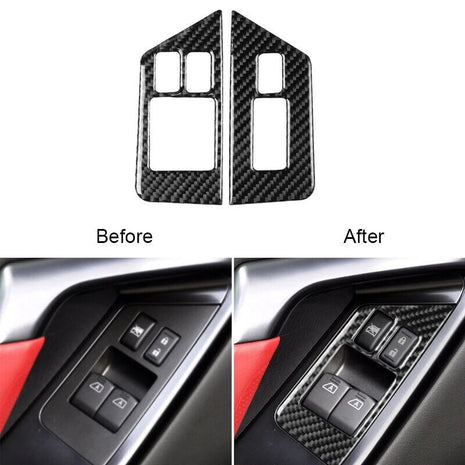 2pcs Carbon Fiber Window Switch Panel Cover Trim For Nissan Gt-r R35 2008-2016