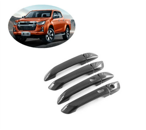 Carbon Fiber Style Exterior Door Handle Cover Trim For Isuzu D-max Dmax 2021-23