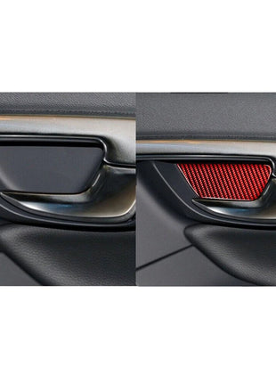 Red Carbon Fiber Inner Door Dowl's Decorative Cover Trim For Volvo V60 2010-2017