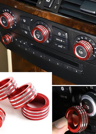 red Alloy Air Conditioner Switch Knob Ring Trim For Bmw 5 Series E60 2004-2010
