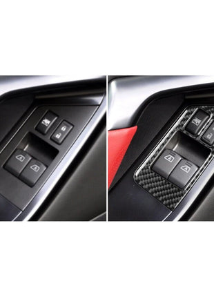 2pcs Carbon Fiber Window Switch Panel Cover Trim For Nissan Gt-r R35 2008-2016
