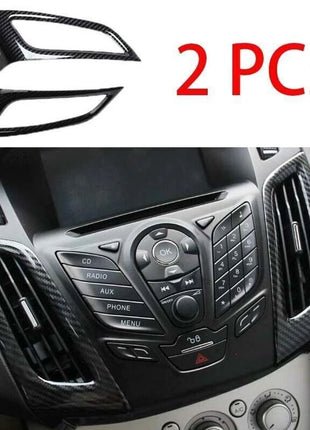 Carbon Fiber 2012-2018 2PCS For Ford Focus Central Console Air Outlet Vent Trim