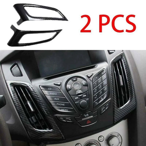 Carbon Fiber 2012-2018 2PCS For Ford Focus Central Console Air Outlet Vent Trim