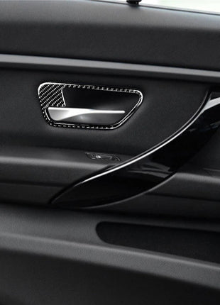 Carbon Fiber Door Handle Bowl Window Lift Trim For Bmw 3 4 Series F30 Gt 2013-19