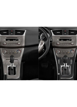 Carbon Fiber Interior Gear Shifter Panel Cover Trim For Nissan Sentra 2013-2019