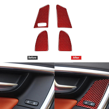 Red Carbon Fiber Window Switch Button Cover Trim For Volvo V60 2010-2017 Type A