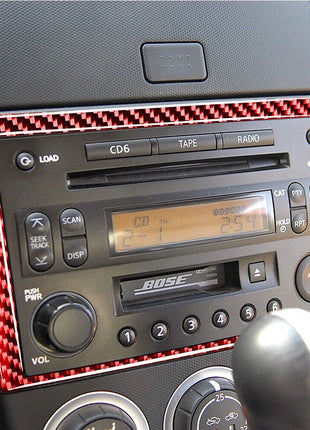 Red Carbon Fiber Navigation Panel Outer Frame Trim Cover For Nissan 350Z 2003-09