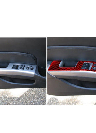 Red Carbon Fiber Window Switch Panel Trim Cover Sticker For Nissan 350Z 2006-09