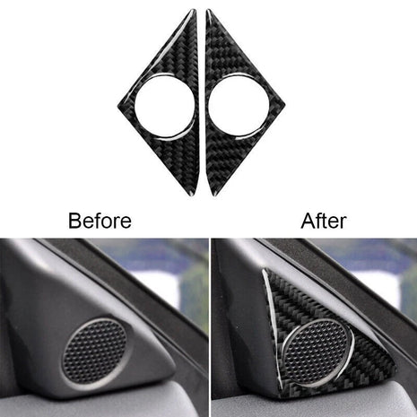 2pcs Carbon Fiber Loudspeaker Frame Cover Trim For Nissan Gt-r R35 2008-2020