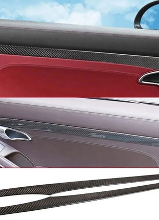 Carbon Fiber Car Inner Door Panel Cover Trim For Porsche 911 2013-18 718 2016-21